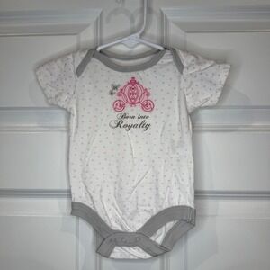Disney Baby Girls "Born Into Royalty" Onesie Size 3-6‎ Months Pink White Gray